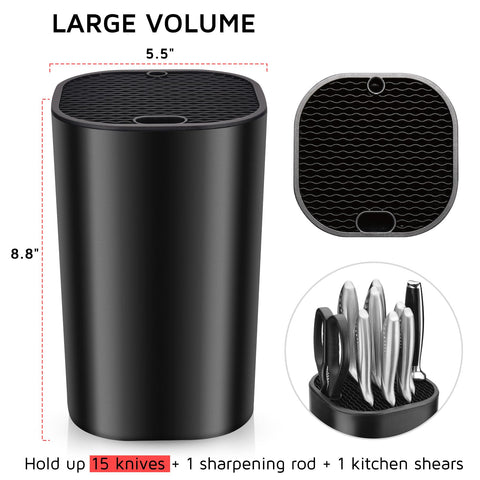 Wellstar knife block side view highlights stable base preventing tipping on counters.
