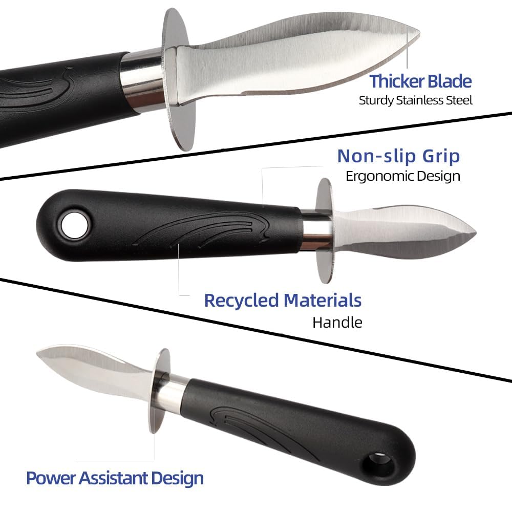 WENDOM oyster knives with non-slip handles for safe, precise opening