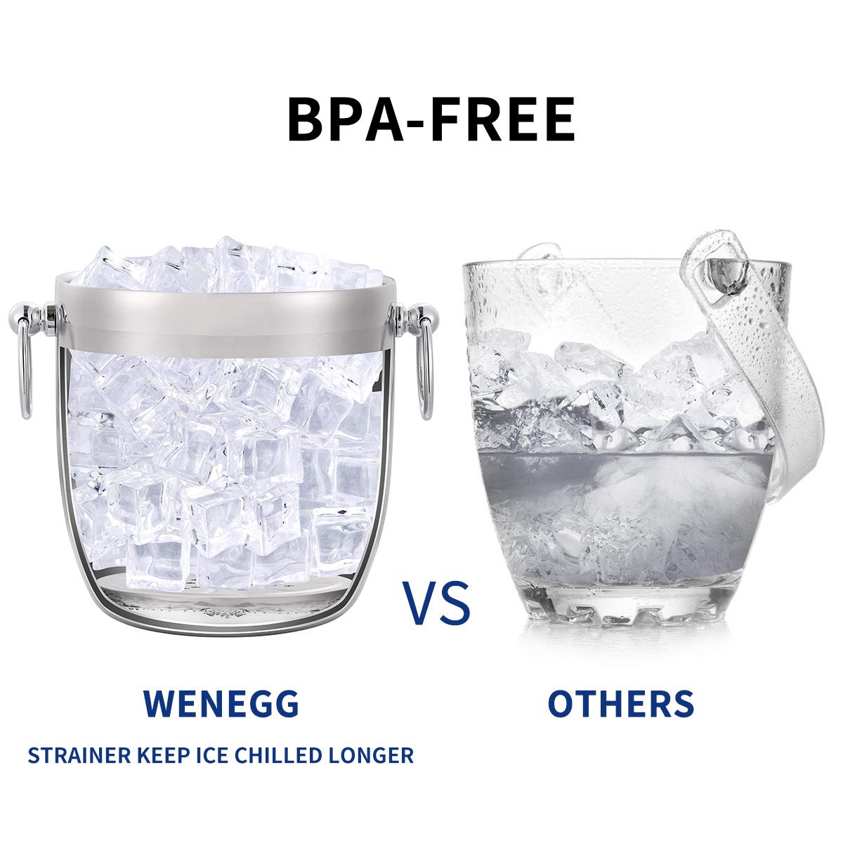 WENEGG ice bucket tongs enable easy ice transfer.