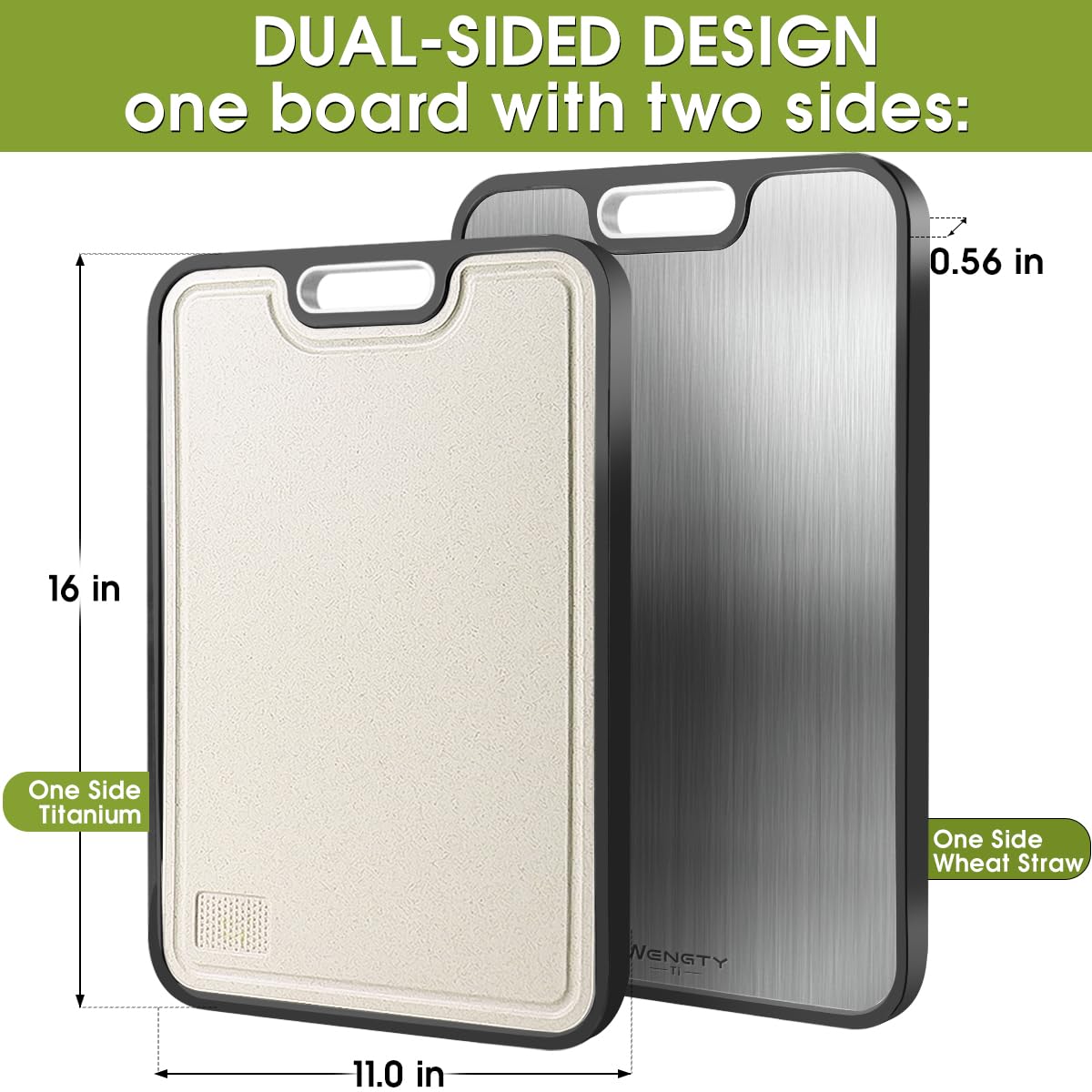 WENGTY cutting board with non-slip base prevents slides during prep