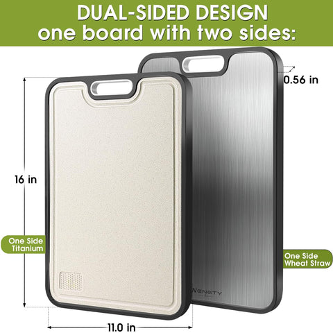 WENGTY cutting board with non-slip base prevents slides during prep