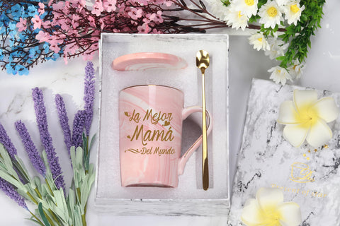 WENSSY Mother's Day gift set mug in pink with box