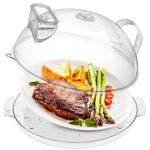 WENWELL microwave cover with water steamer for moisture-aware reheating.
