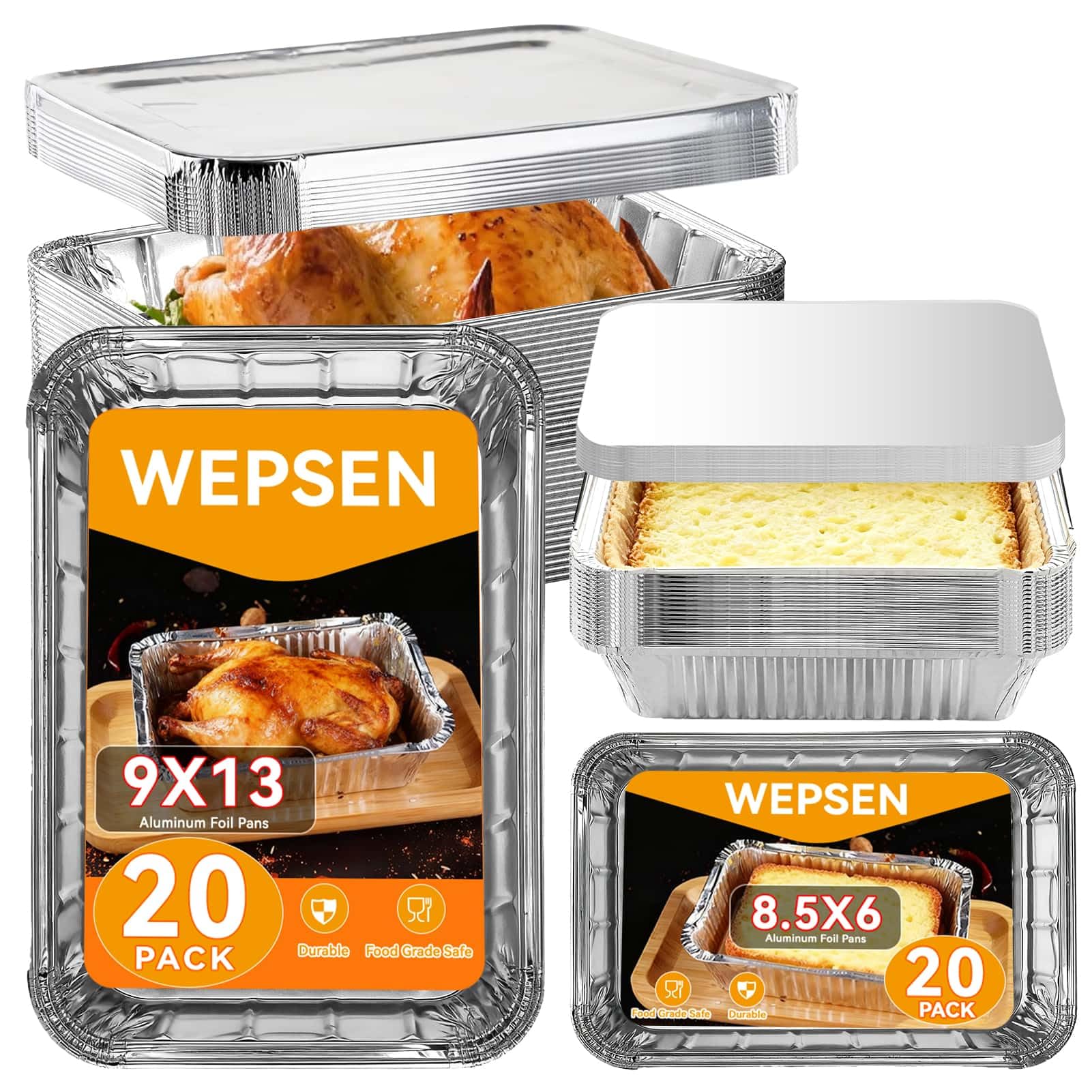 WEPSEN 40-pack large 9x13 pans with lids for oven-to-table serving