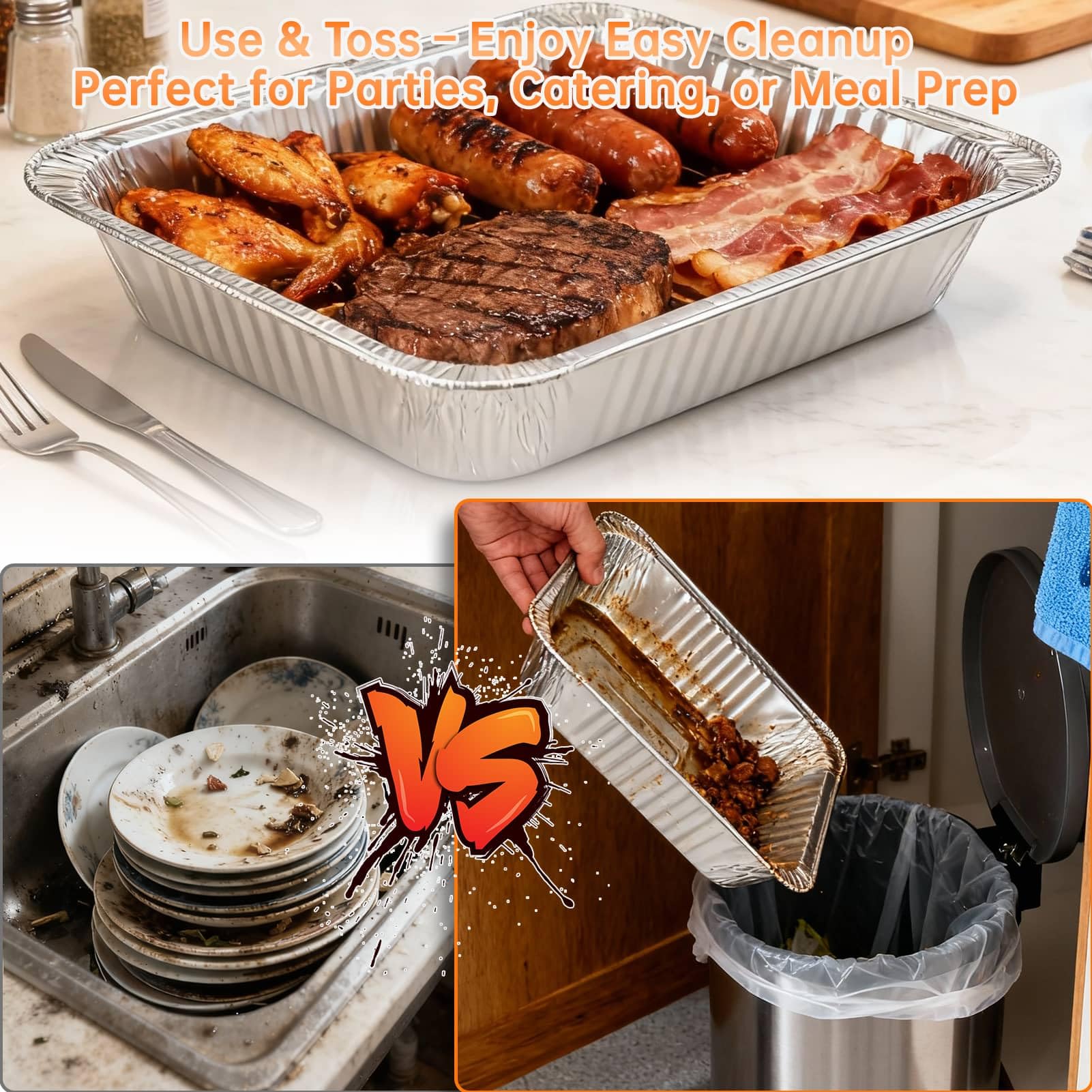 WEPSEN foil pans with sturdy construction for hot and cold buffets