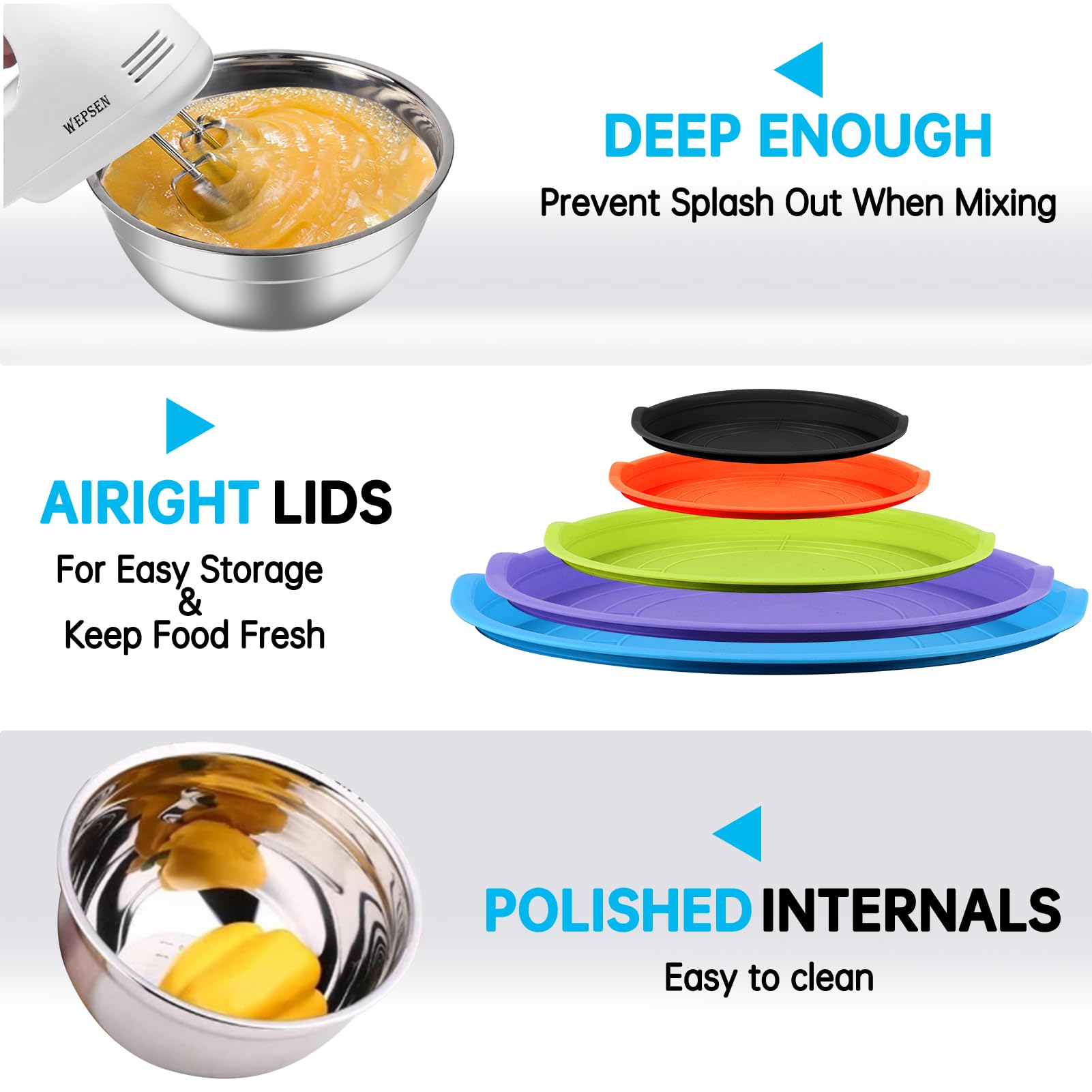 WEPSEN egg whisk helps whip batter smoothly.
