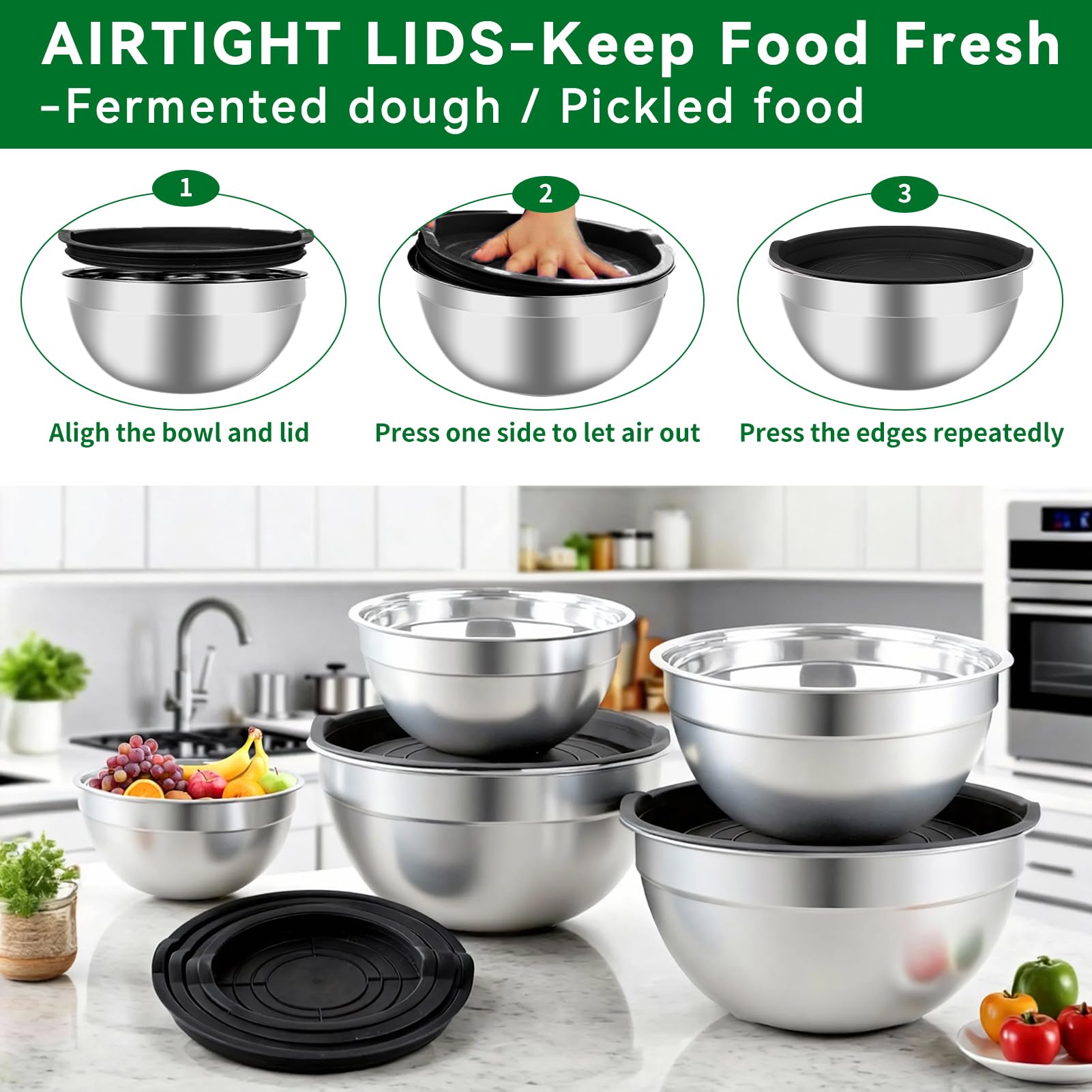 WEPSEN mixing bowls 2qt with lids for small-batch prep