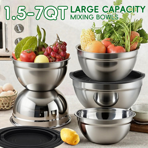 WEPSEN mixing bowls 3qt with lids for marinating and mixing