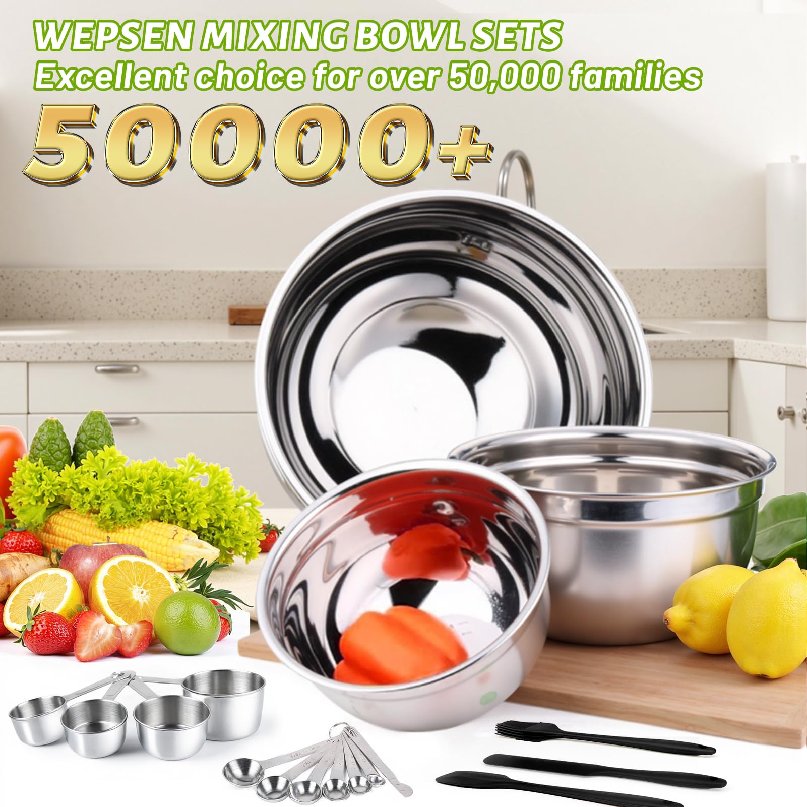 WEPSEN mixing bowls 4.5qt with lids for versatile baking tasks