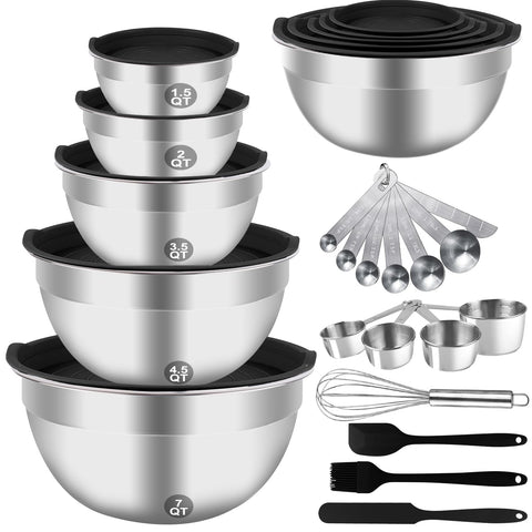 WEPSEN mixing bowls 7qt with lids for bulk prep and airtight storage