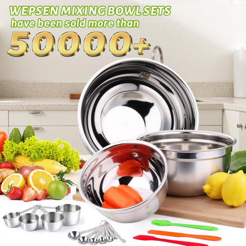WEPSEN nesting stainless steel bowls save space during meal prep.