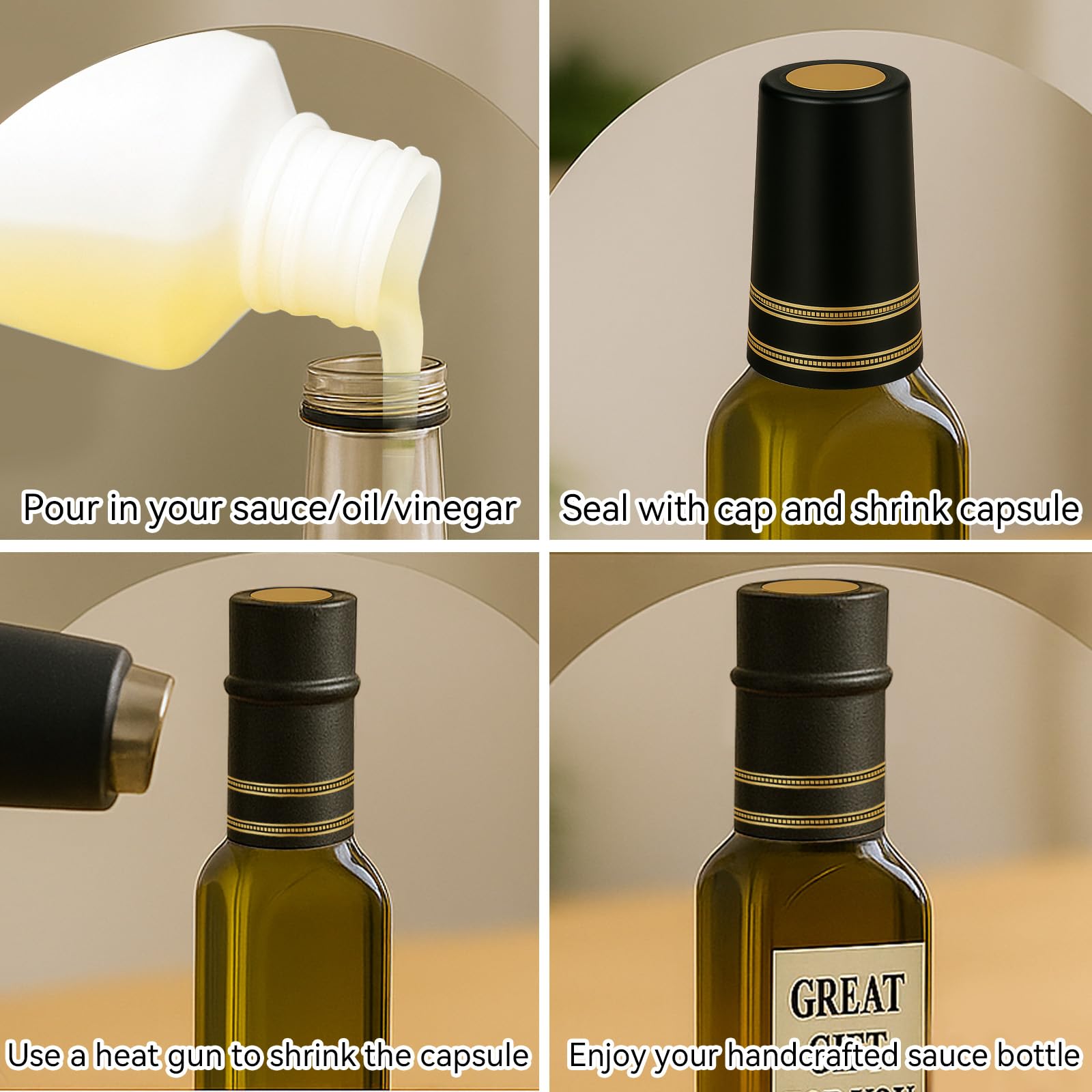 WERTIOO funnel included for easy filling of oils and sauces
