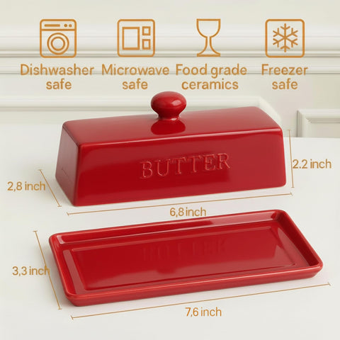 WERTIOO butter dish textured tray prevents slips for tidy countertops.