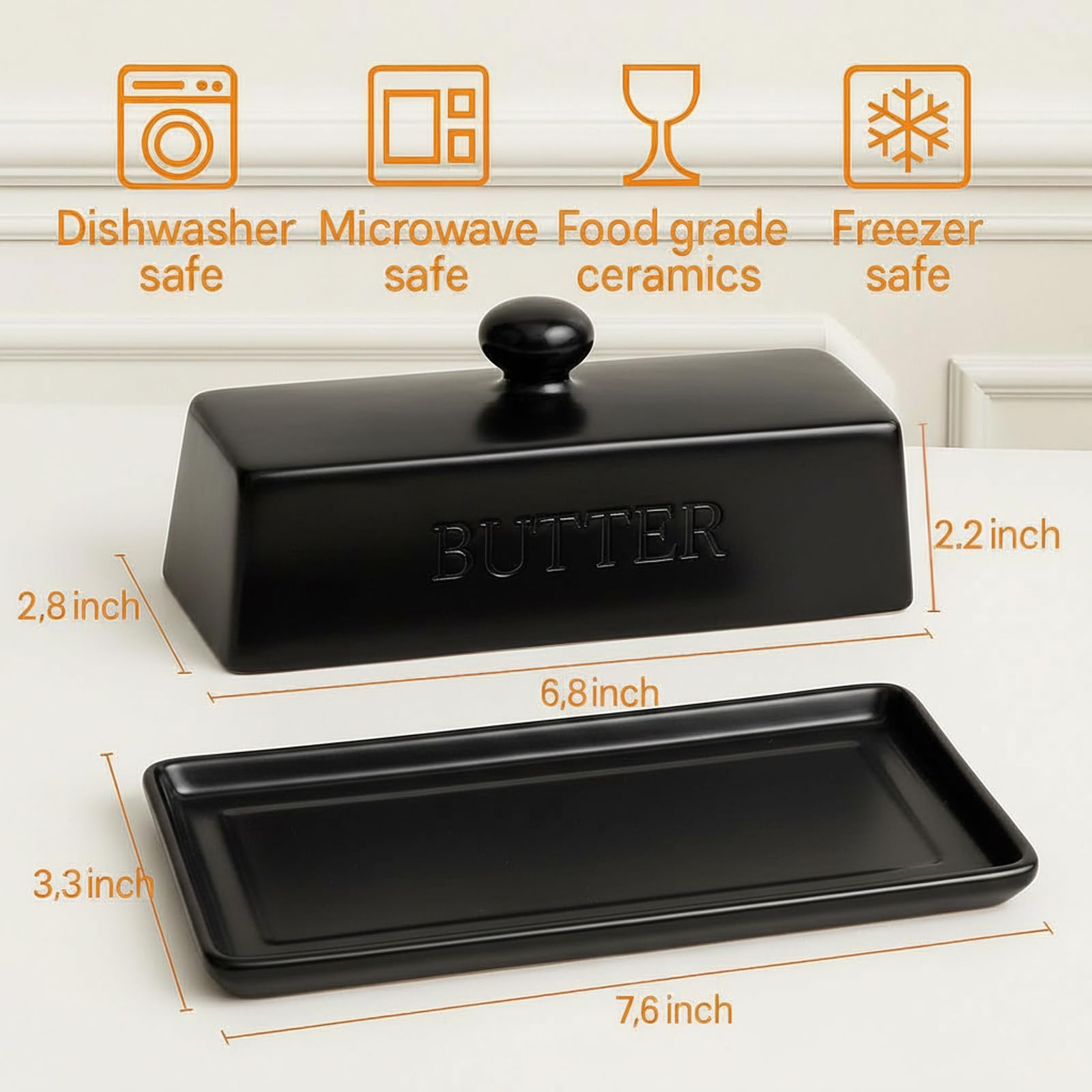 WERTIOO butter dish textured tray providing stable grip for serving