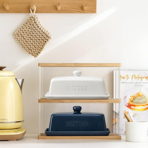 WERTIOO Butter Dish with Lid in a kitchen scene complements utensils