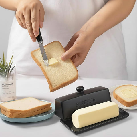 WERTIOO knife with enamel handle pairs with the butter dish set
