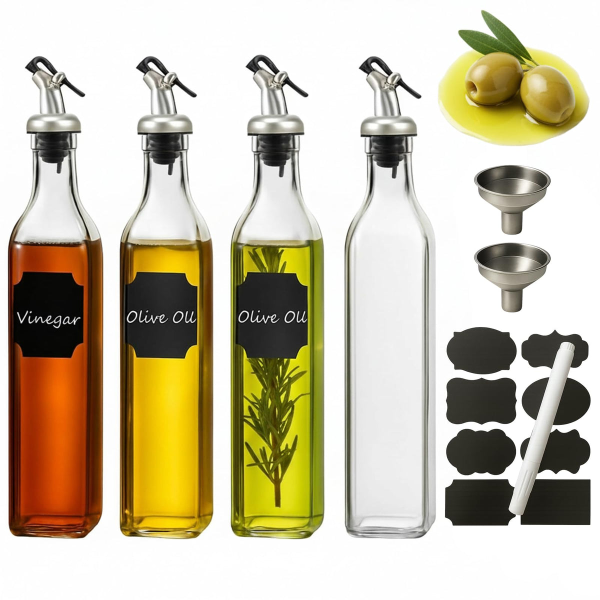 WERTIOO olive oil dispenser bottle with pour spout for mess-free cooking