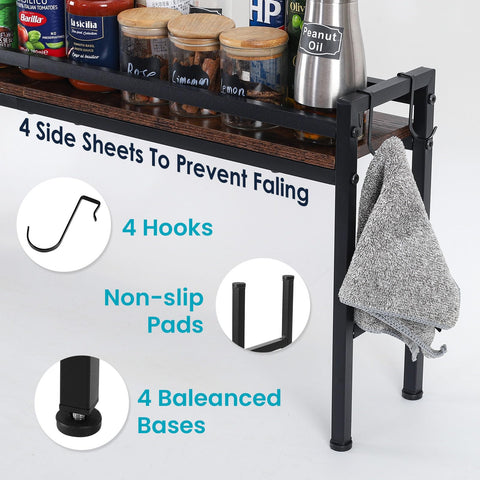 weslinkeji spice rack shelf with four hooks for utensils and condiments