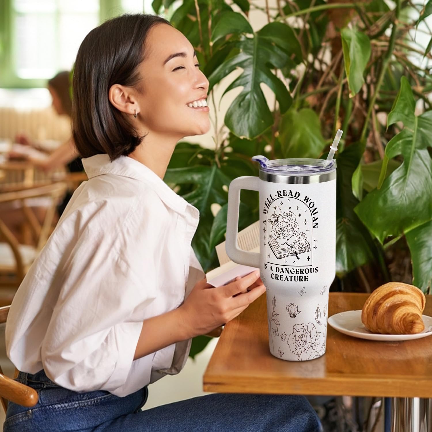 wesncdch well-read rose design on tumbler for stylish literary tea breaks