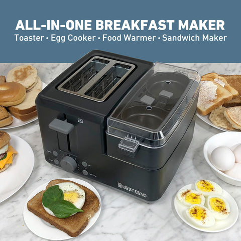 West Bend breakfast station poaching-trays ideal for egg poaching with breakfast sandwiches.