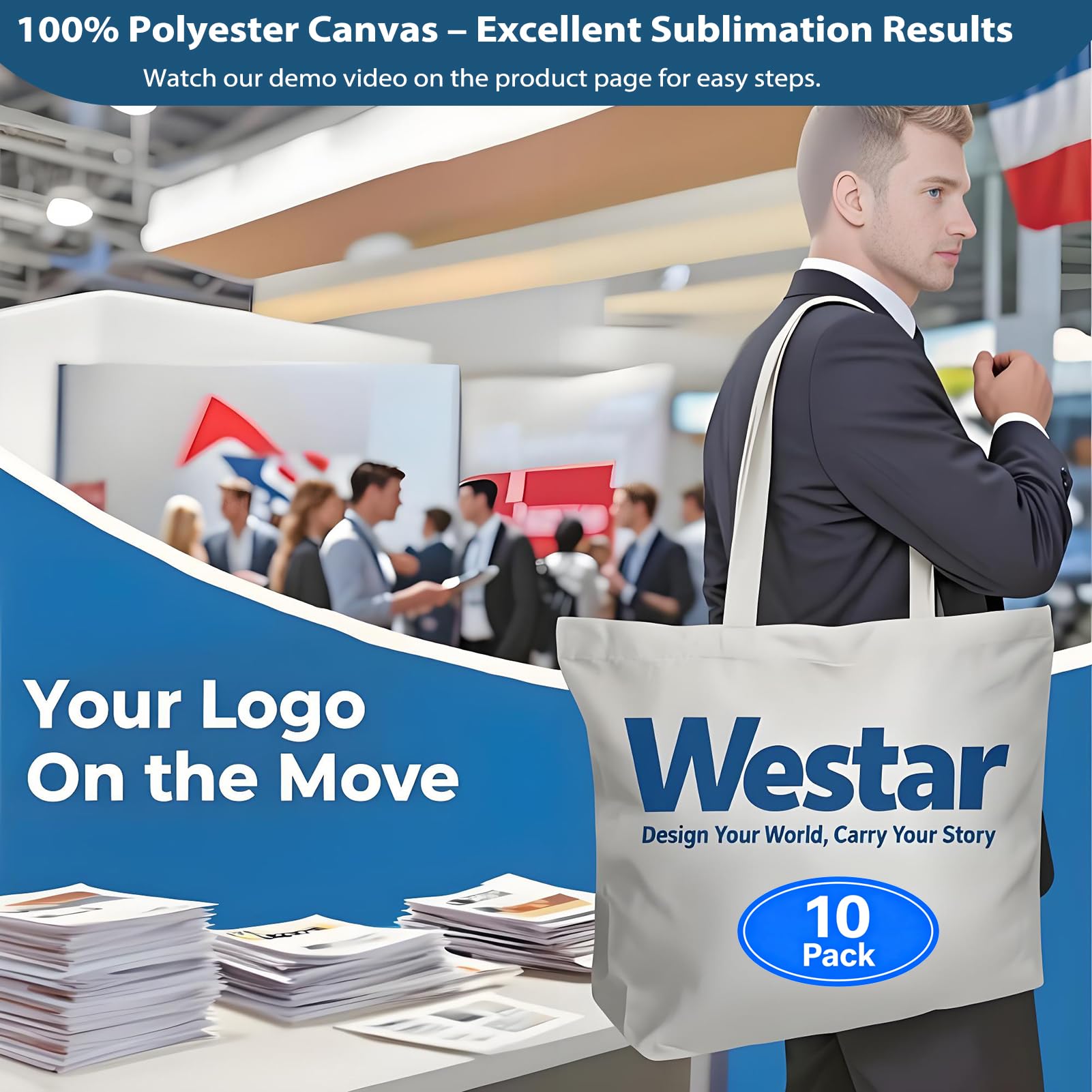 WeStar reusable tote that helps reduce plastic waste during shopping and events.
