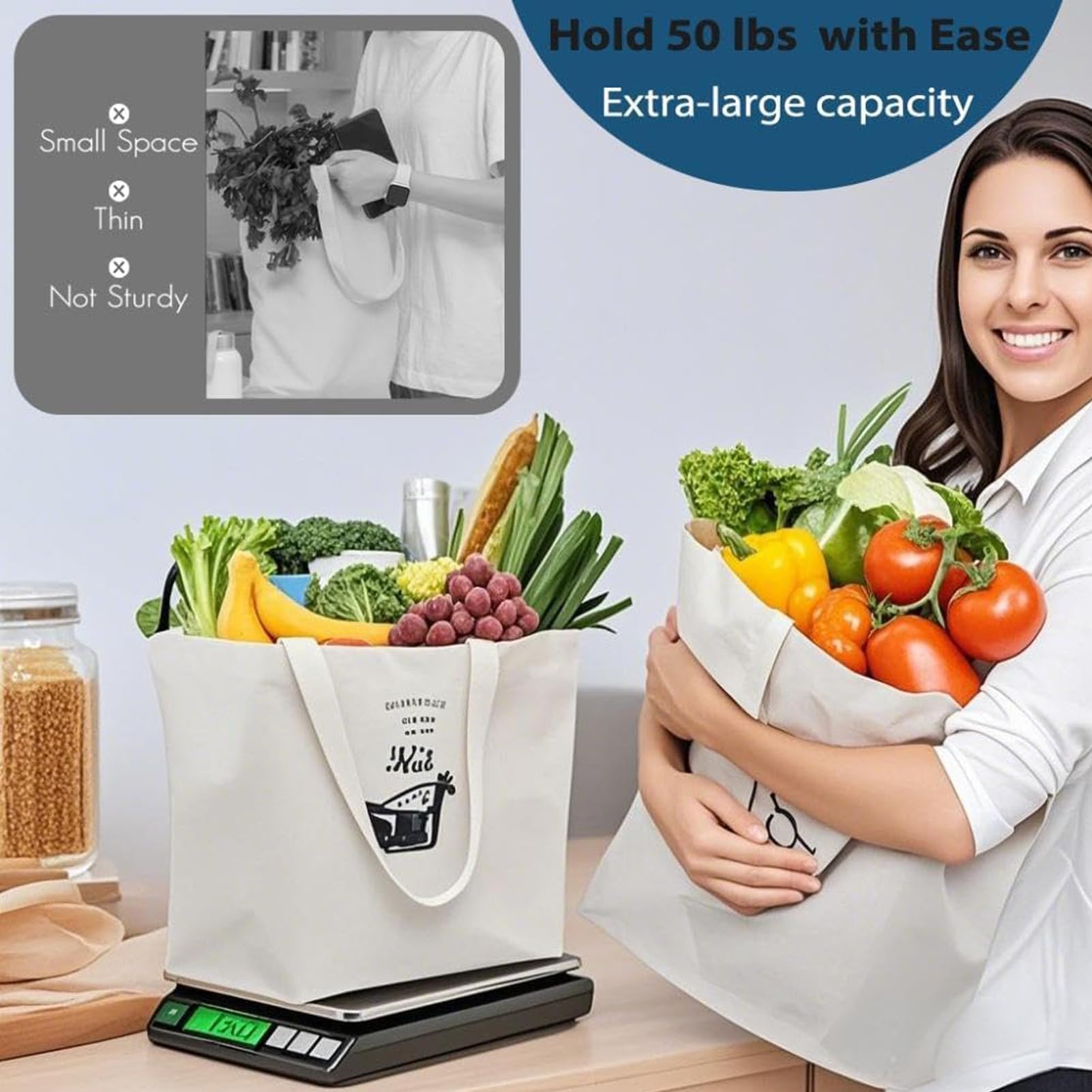 WeStar zippered closure tote with long double-stitched handles for secure carrying.