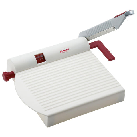 Westmark cheese slicer with board demonstrates precise cuts for even cheese slices