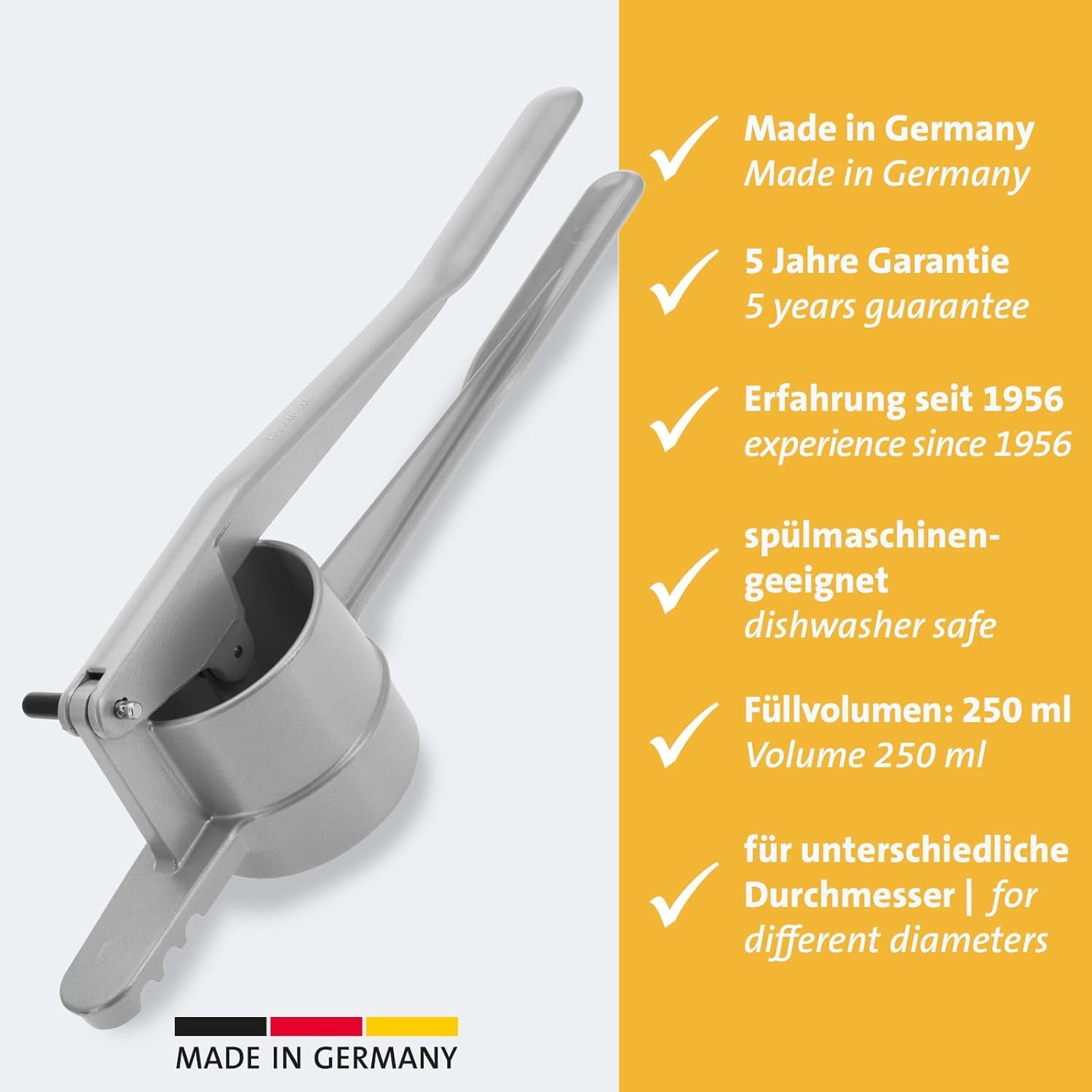 Heavy die-cast Westmark spaetzle maker built to last in busy kitchens