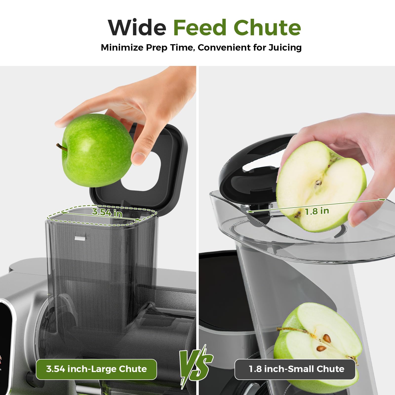 WetIE juicer 3.54 inch feed chute ready for ingredients