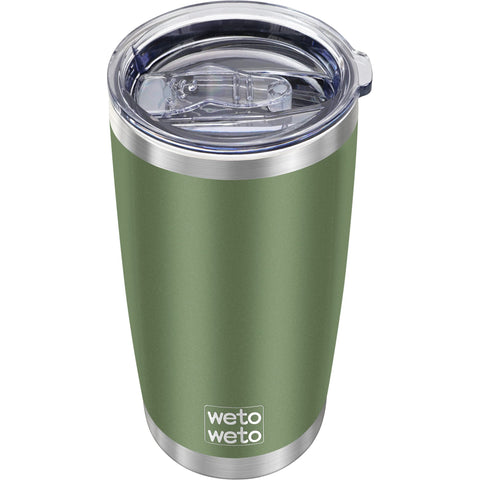 Wetoweto 20oz tumbler closeup shows double-wall insulation for heat retention.