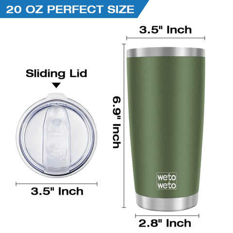 Wetoweto 20oz tumbler grip highlights sweat-proof, comfortable hold.