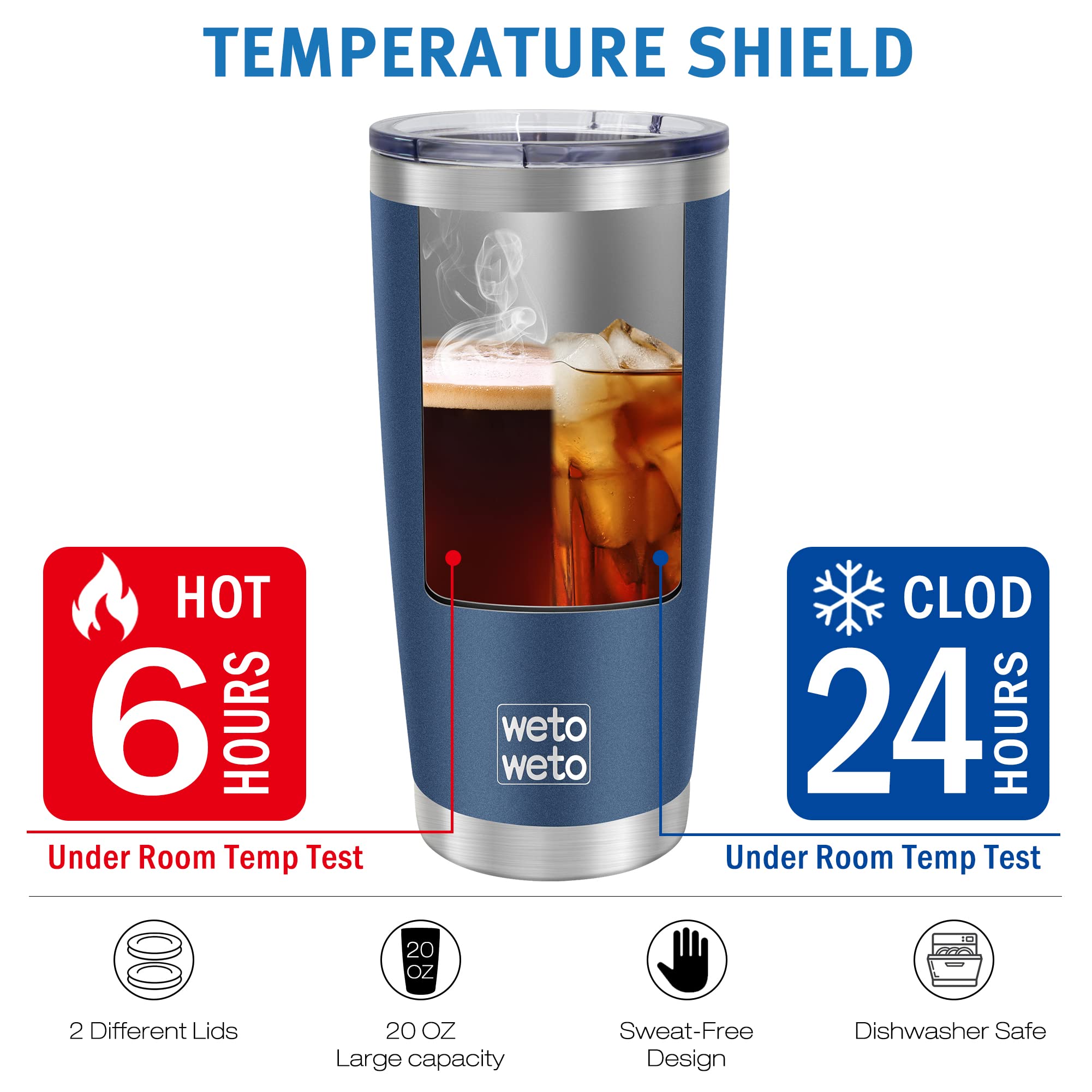 WETOWETO dishwasher-safe tumbler for easy cleaning