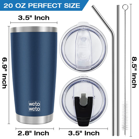 WETOWETO tumbler with two lids and two straws for versatile drinks