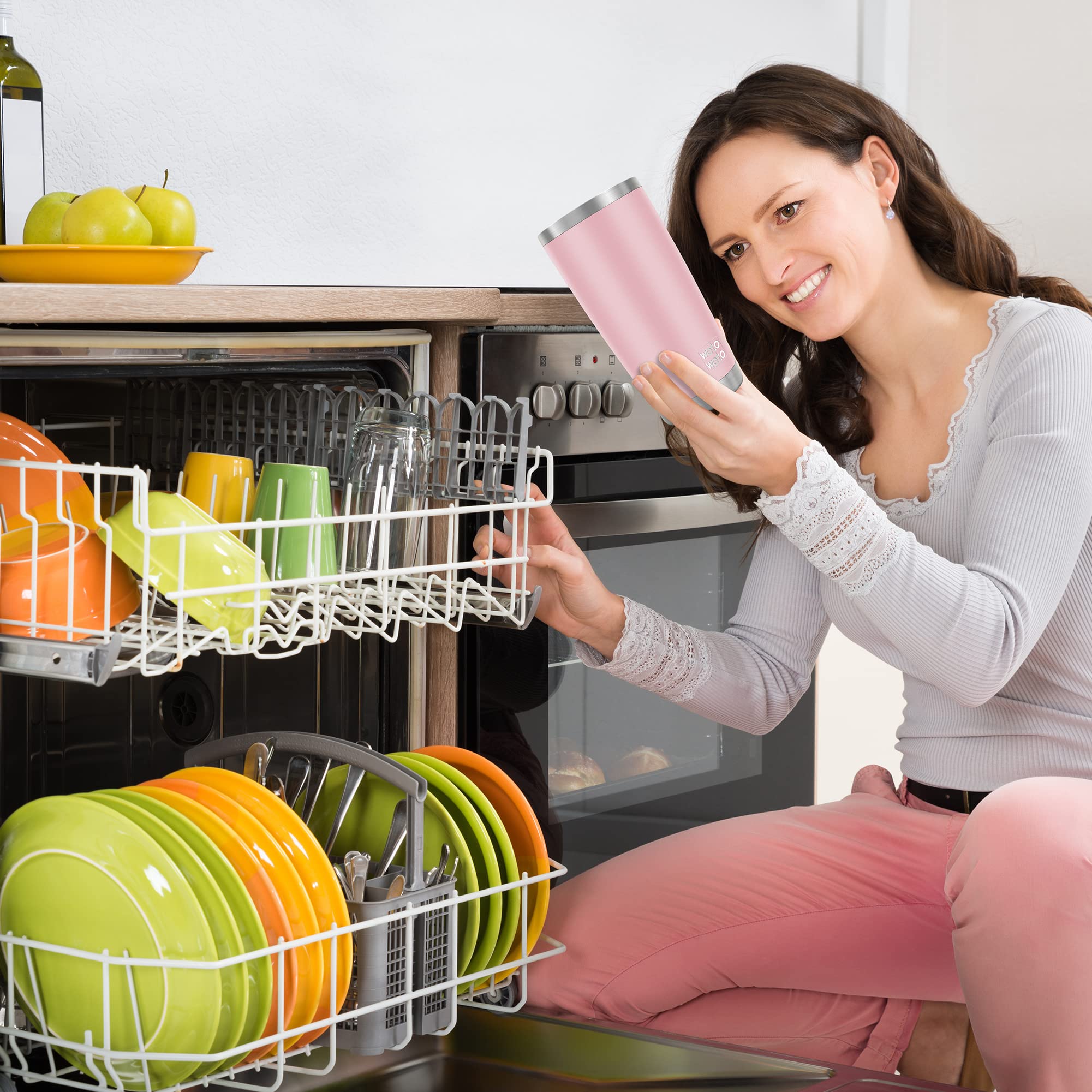 WETOWETO 20oz tumbler dishwasher-safe label highlights simple maintenance.
