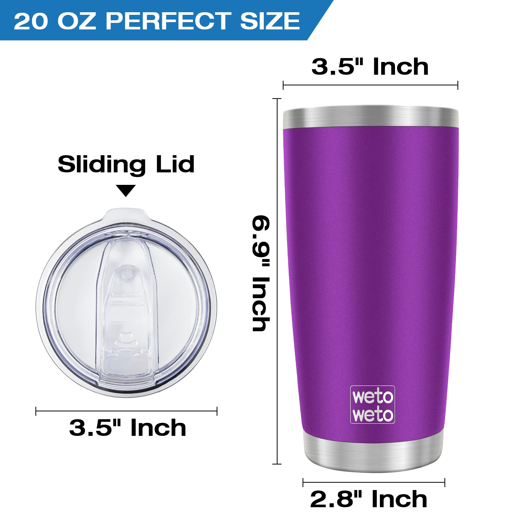 WETOWETO BPA-free stainless steel tumbler is dishwasher-safe for easy cleaning.