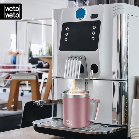 WETOWETO mug with two lids, sliding and flip, rose gold for flexible usage.
