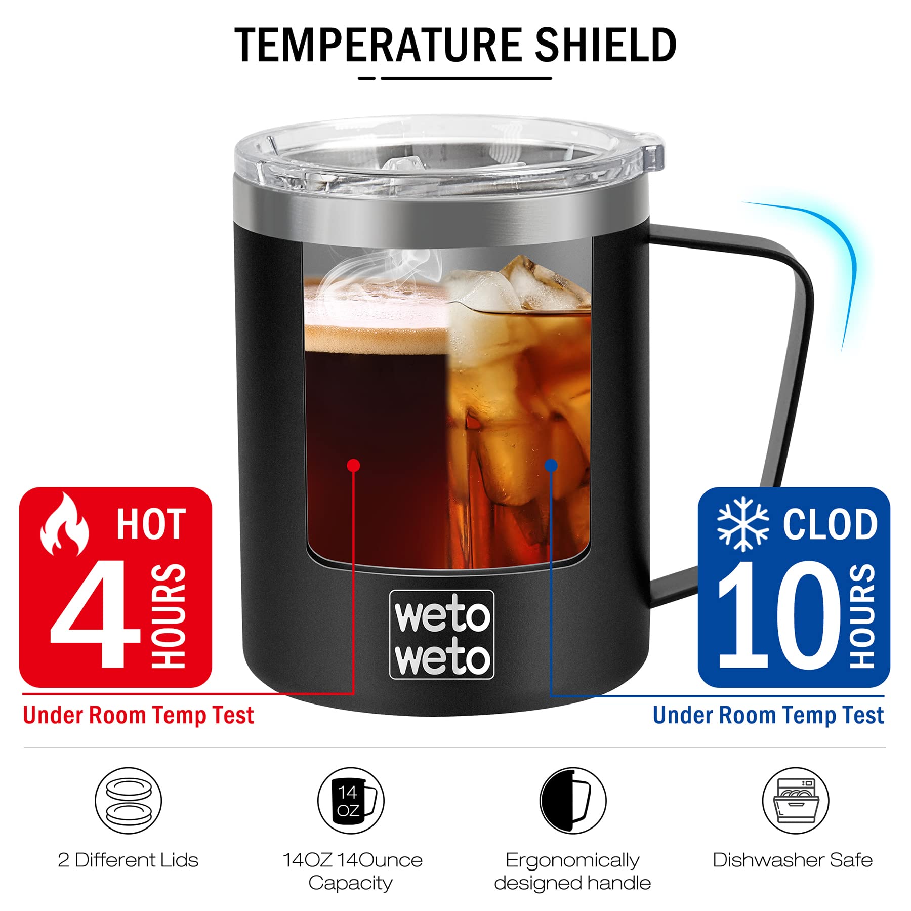 WETOWETO pearlescent finish mug adds stylish sheen and easy grip.