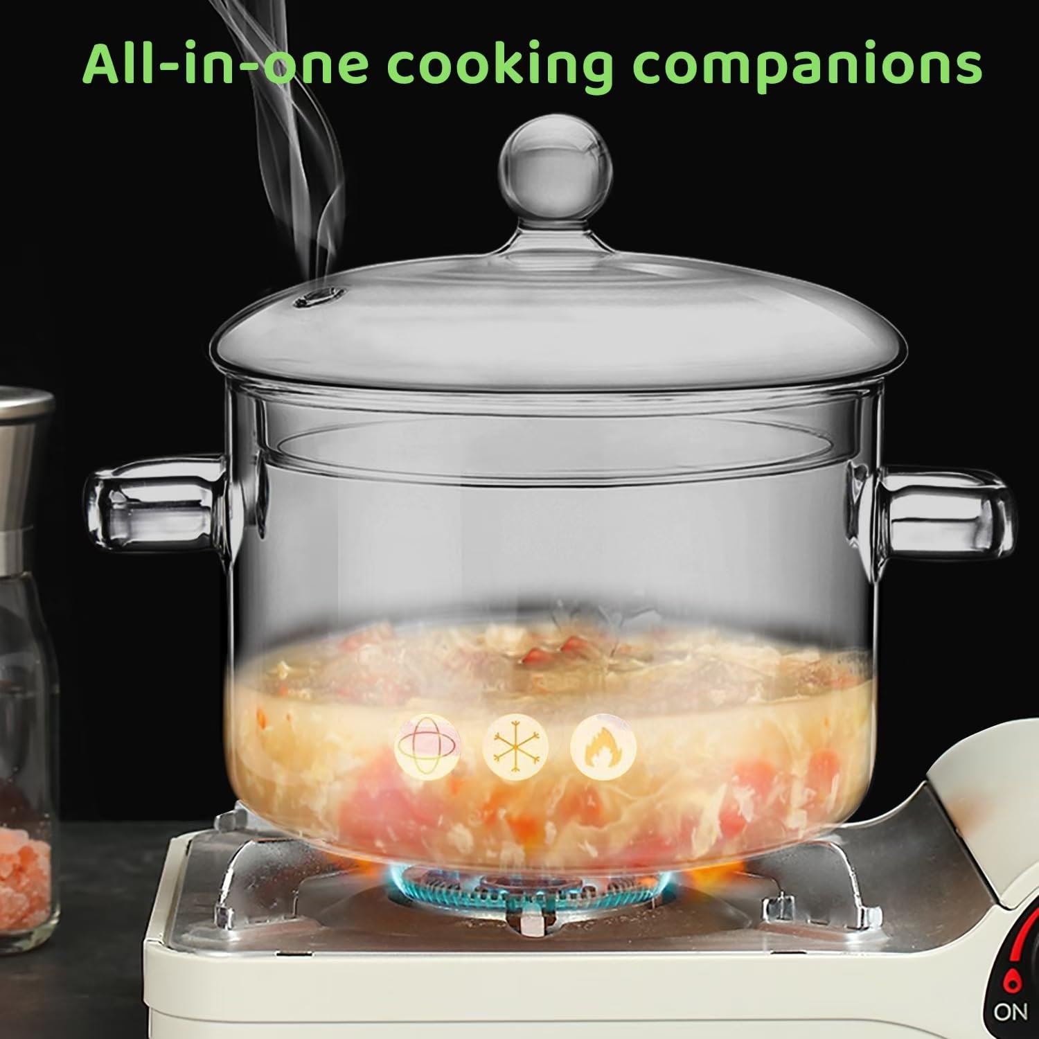 WETPYAKS Glass Pot, 1.9L capacity, ideal for small servings