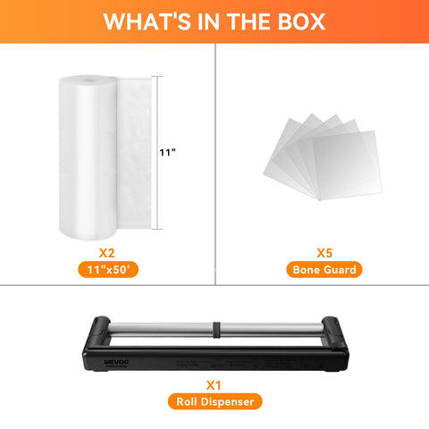 Wevac 11x50 inch, two-pack storage bags provide ample space.