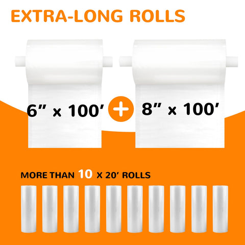Wevac 8x100 vacuum roll with cutter for versatile bag sizes.