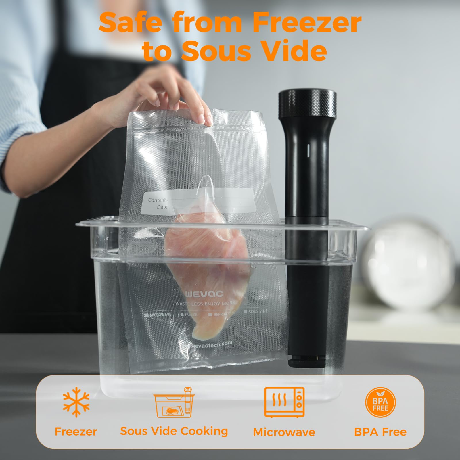 Wevac 8x50 bags support long-term freezer storage and meal prep.