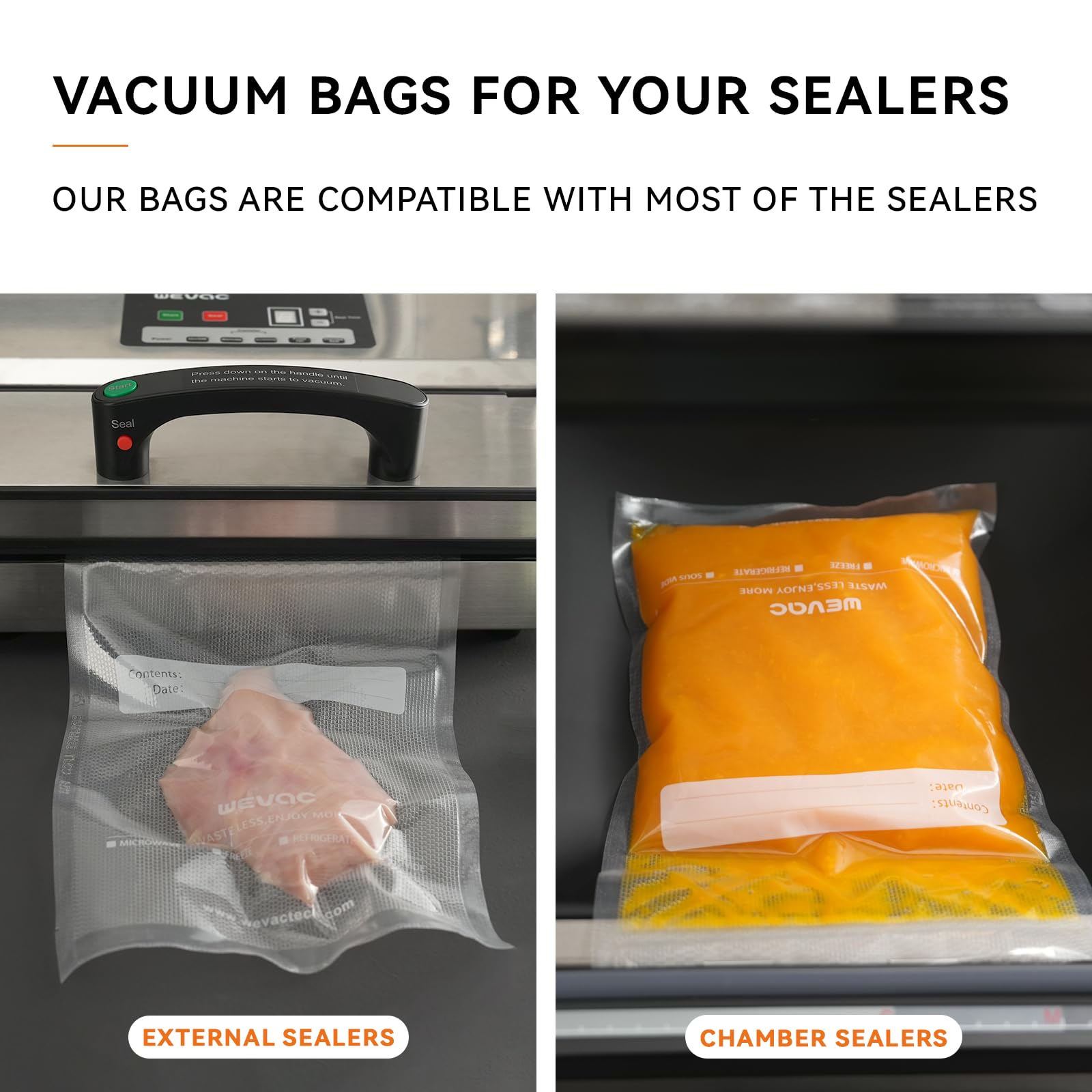 Wevac 6x10 pint bags for snack prep and portion control.