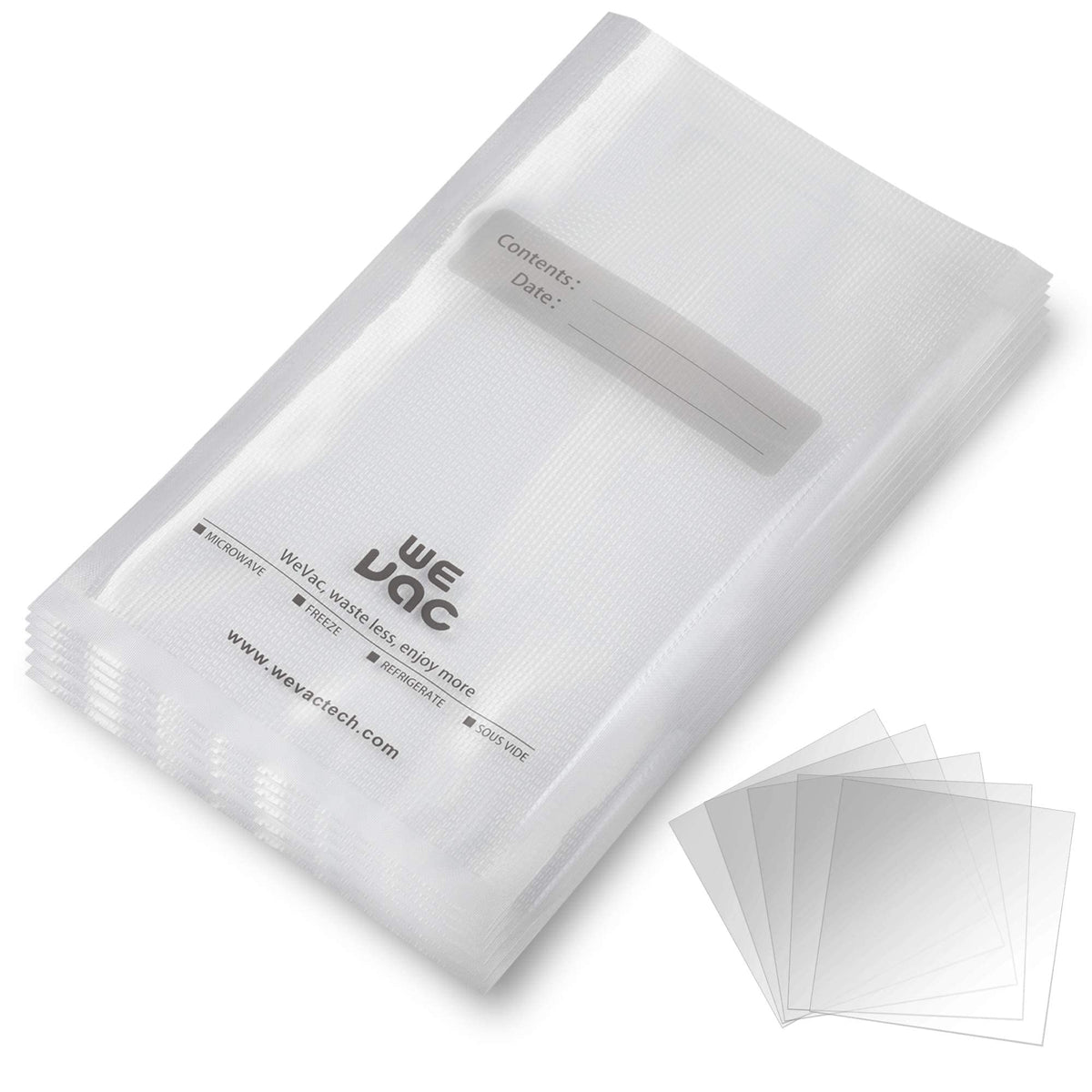 Wevac 11x16 bag embossed channels close-up for stronger suction and longer freshness.