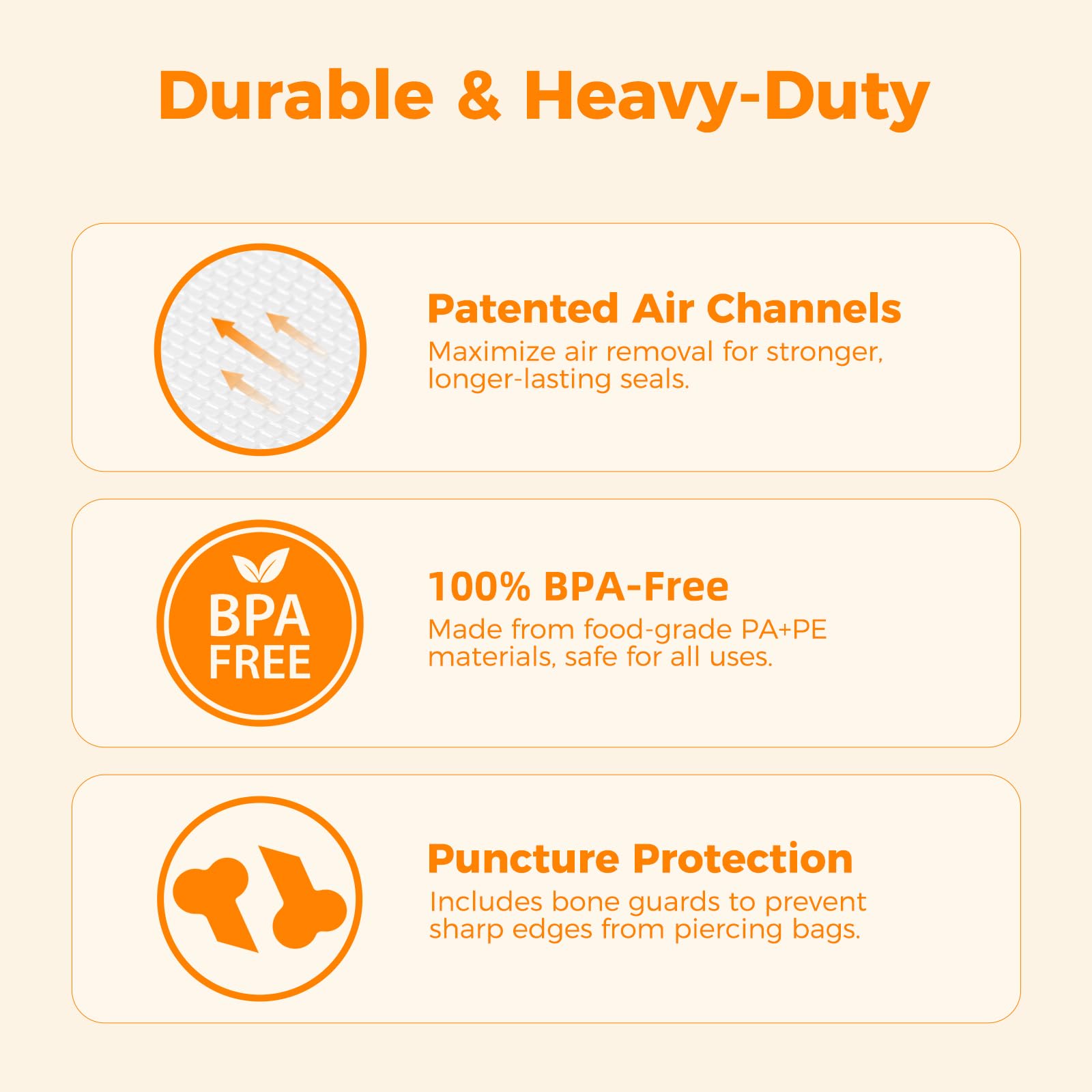 Wevac BPA-free label highlights safe, durable material for storage.