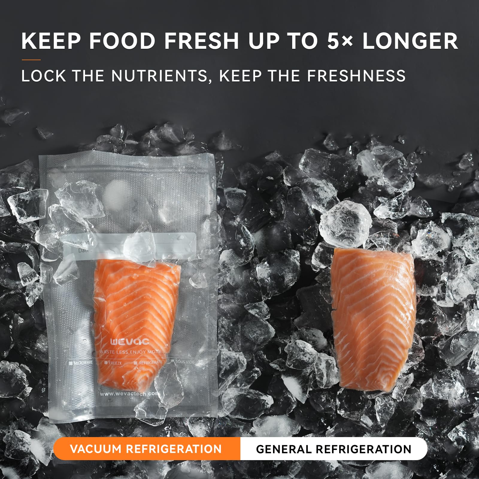 Wevac freezer-safe BPA-free bags keep food fresh for months.