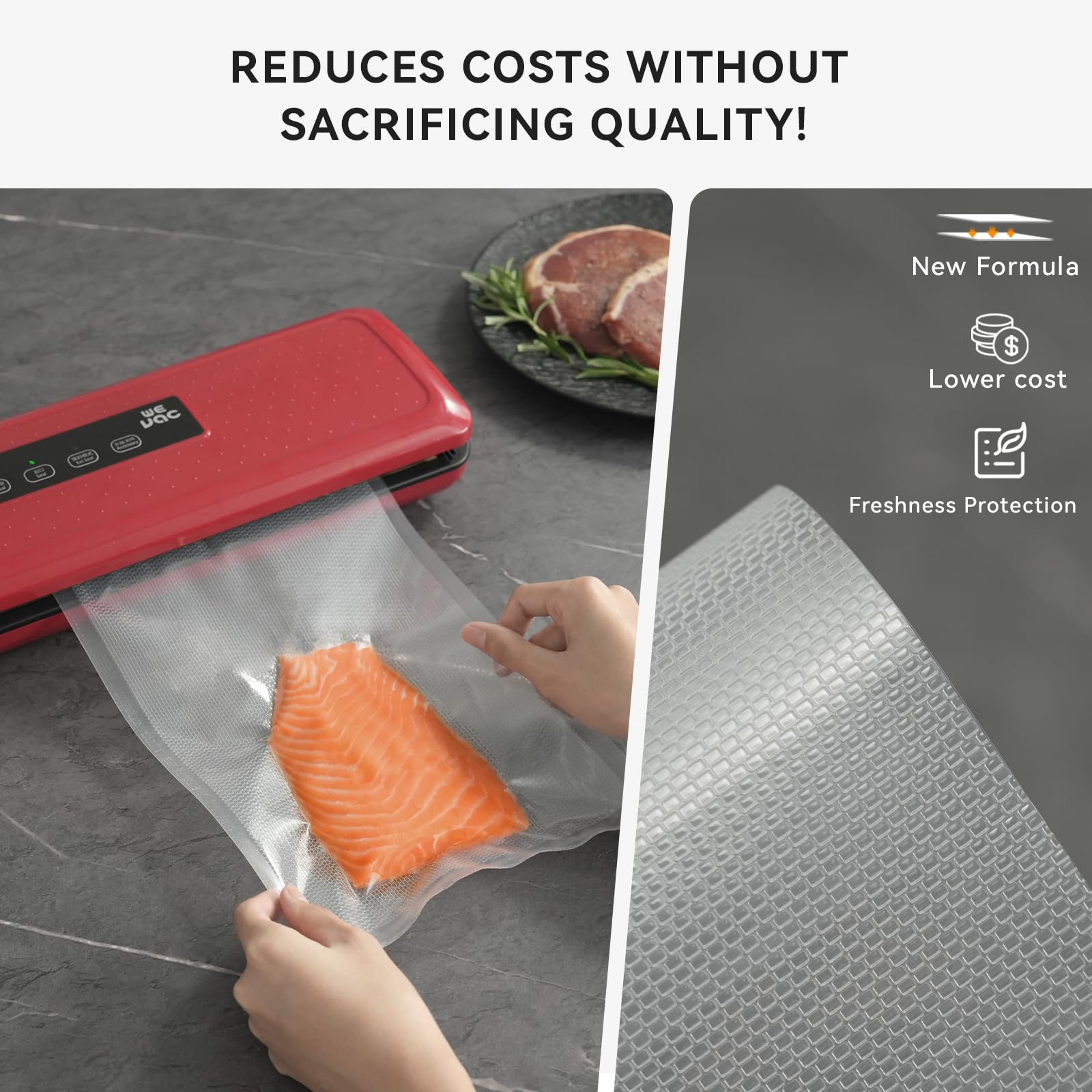 Wevac Lite 8x50 demonstrates efficient, thin film for less waste in the kitchen