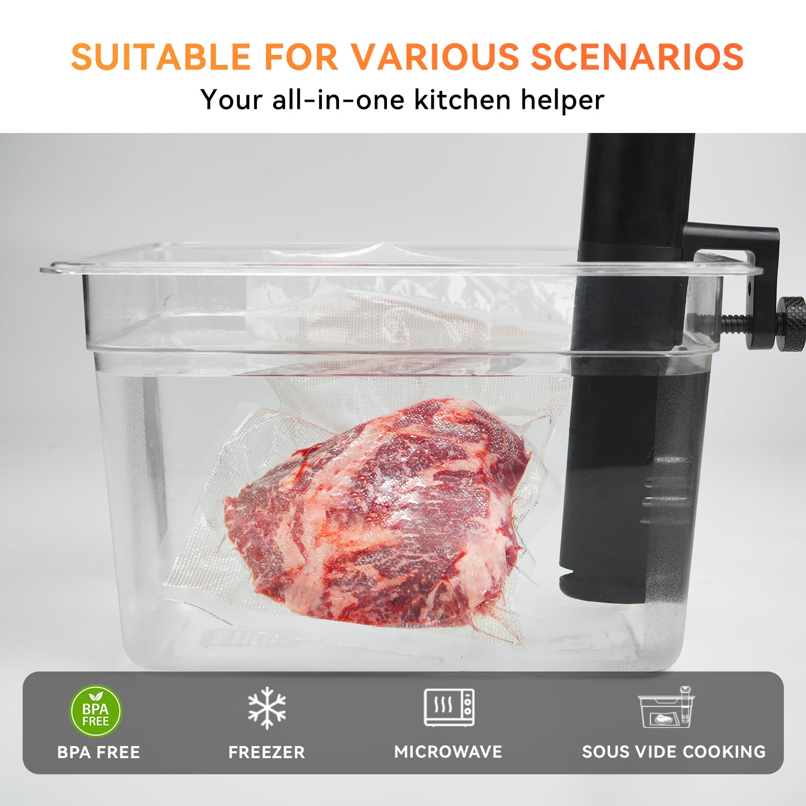 Wevac sous vide bags support precise cooking with leak-proof sealing.