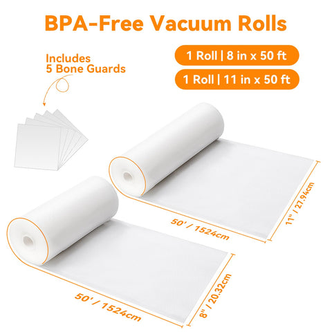 Wevac vacuum sealer bags 11x50 rolls ideal for larger meals and batch prep.