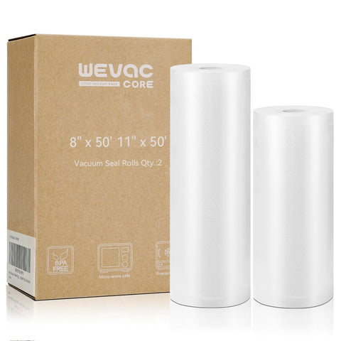 Wevac vacuum sealer bags 8x50 for compact airtight storage and freshness.