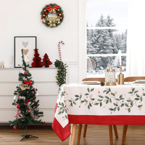 Wewoch Christmas tablecloth 60x120 with green leaf pattern for festive indoor dining.